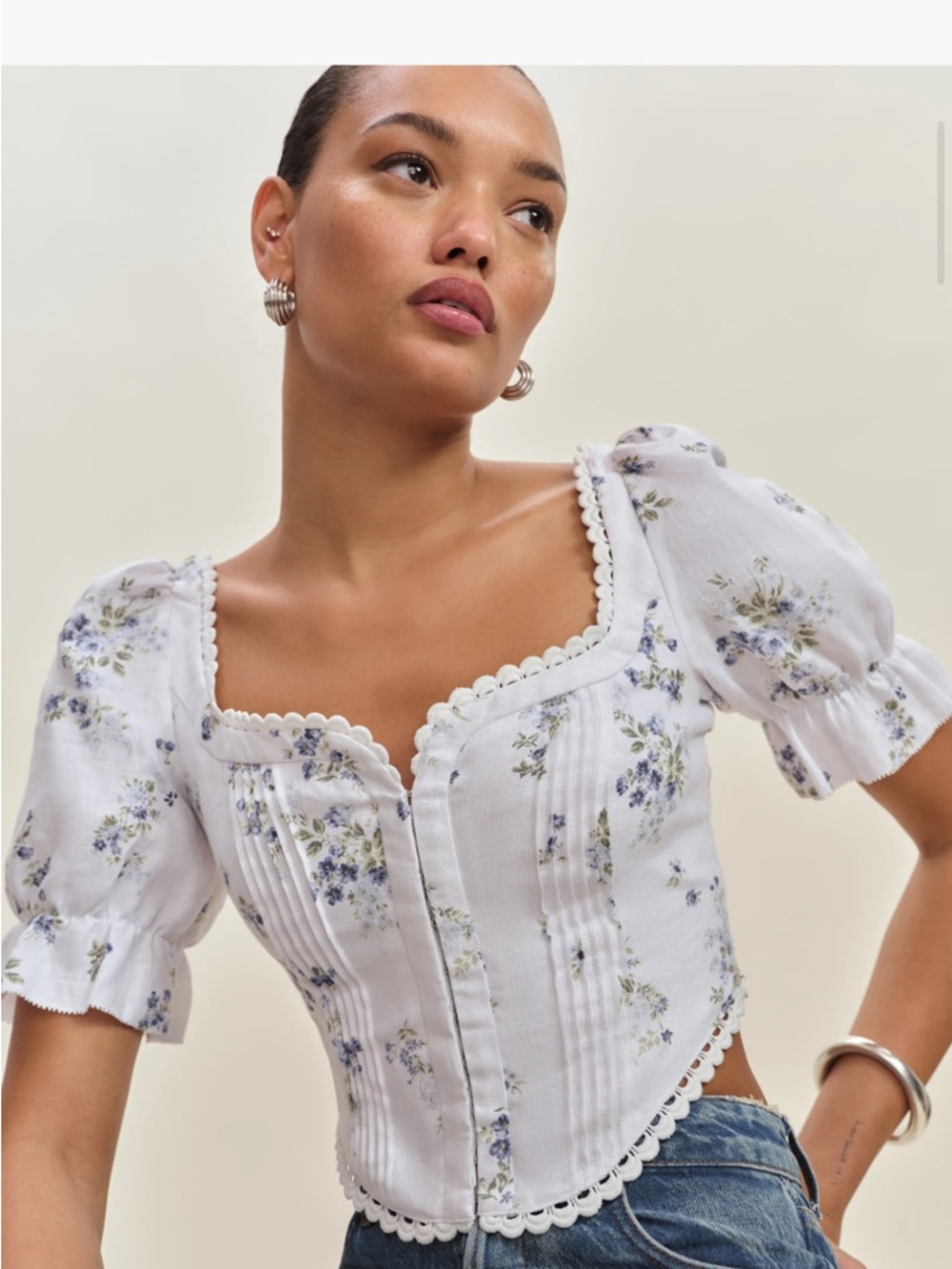 NWT Reformation Simmie Linen top 6